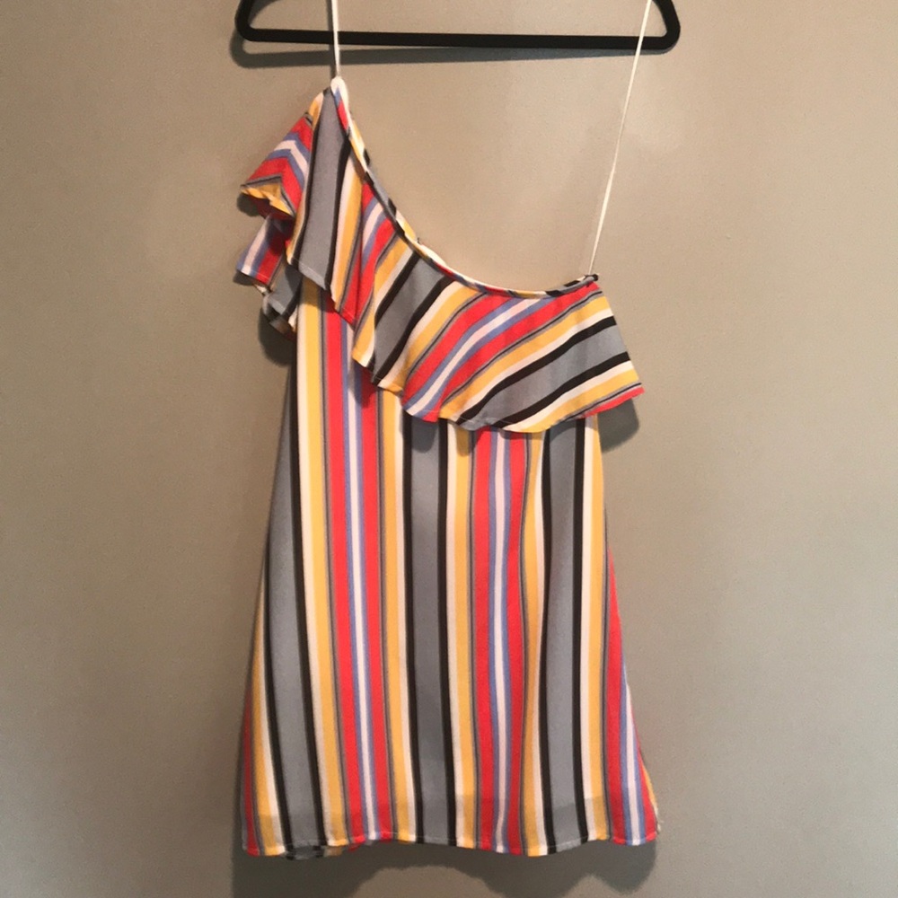 Red/Yellow 1 Arm Mini Dress by RAGE